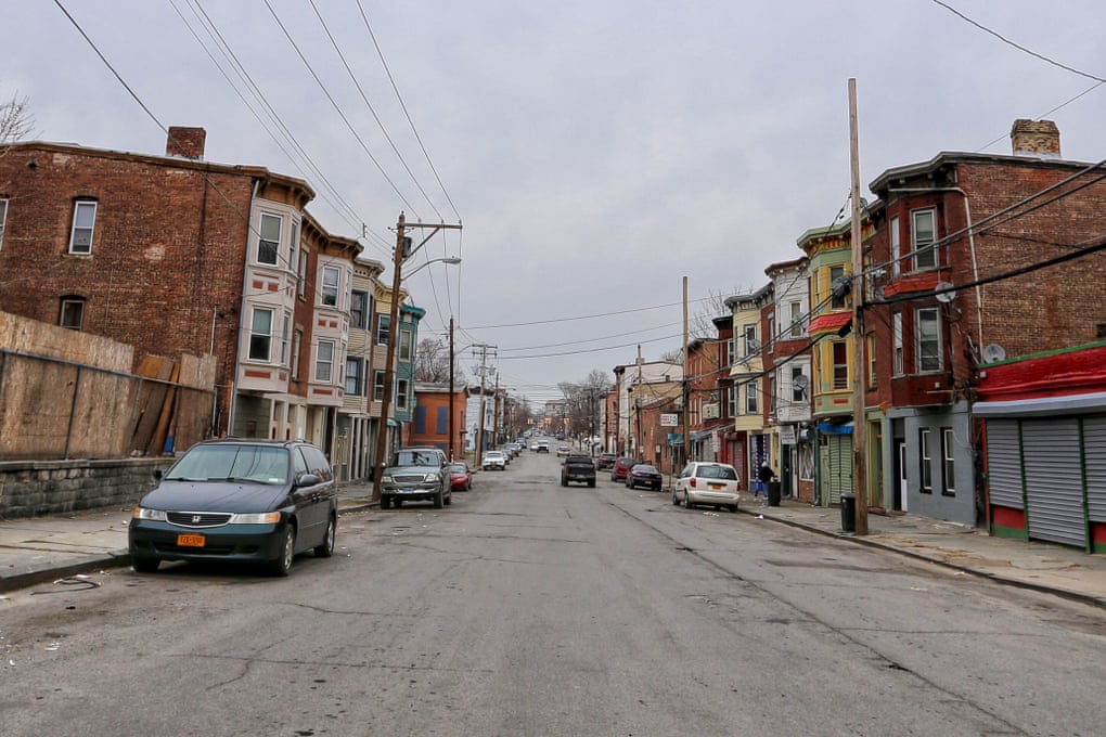 A run-down residential street in Newburgh, NY